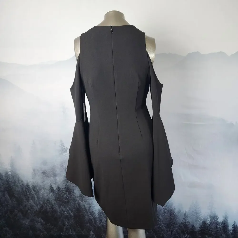 NWT Vince Camuto Artistic Muse Cold-Shoulder Bell Sleeve Black Dress | Small